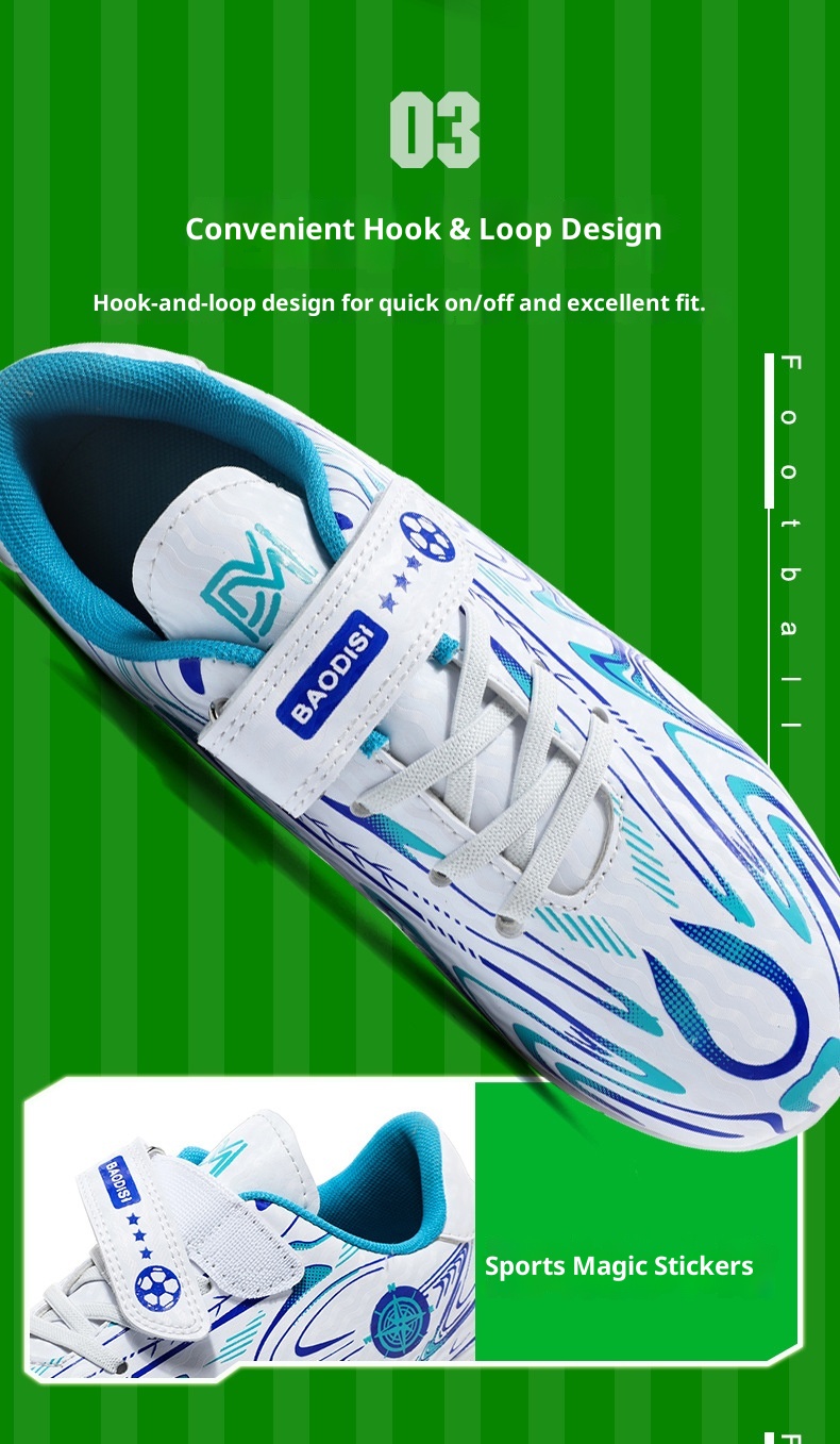 ShoeGlobe Children's Youth Football Broken Studs For Boys Students Big Kids Competition Soccer Grass Training Shoes With Velcro_voghion.com