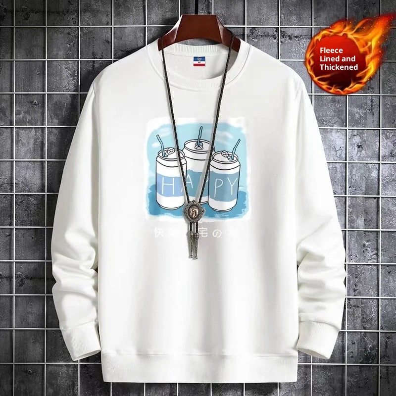 boy 2025 New Autumn And Winter Men's Warm Fleece Sweatshirt Loose Round Neck Korean Fashion Sports Long Sleeve Top Jacket_voghion.com