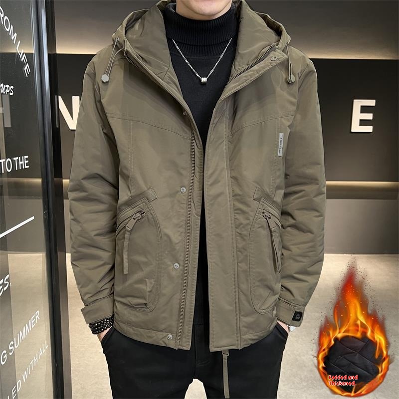 boy Padded Thickened Autumn Winter New Hooded Workwear Jacket Men's Coat Trendy Casual Windbreaker Warm_voghion.com