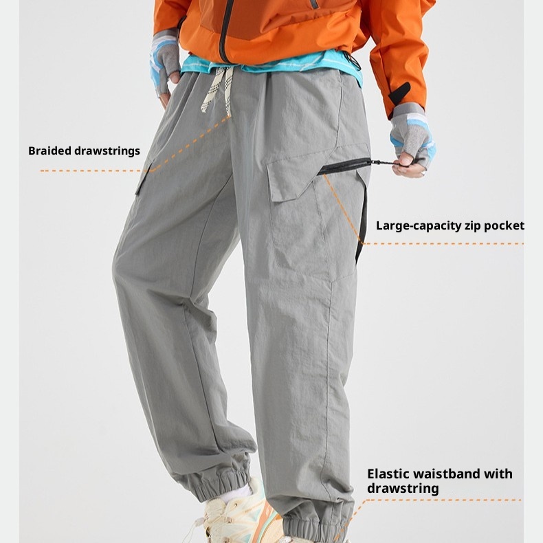 001 Outdoor lichtgewicht sport softshell voor heren en dames, lente en herfst trendy waterbestendige losse cargobroek, wandelen_voghion.com