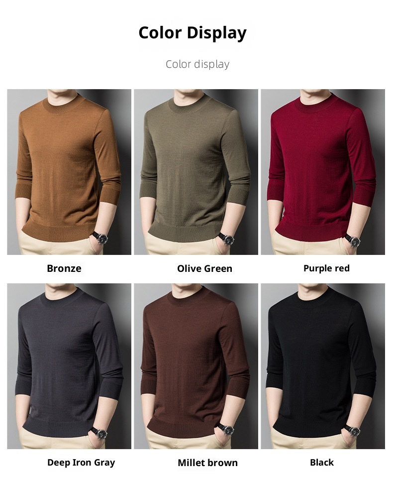 Maglione da uomo in lana lavorata a maglia a collo alto, sottile e lavabile in lavatrice, di alta qualità, per uomini giovani e di mezza età_voghion.com