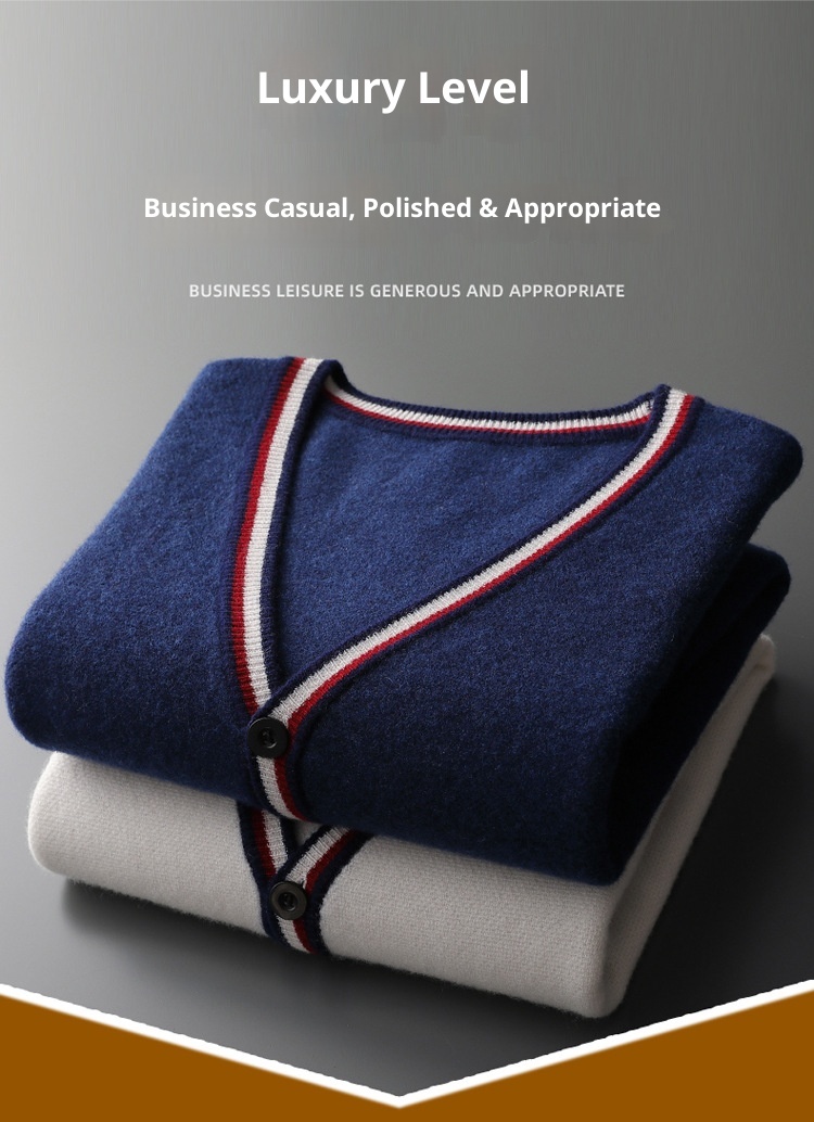 Ragazzo Ragazzo Autunno Inverno Cardigan in lana di medio spessore con scollo a V da uomo Color-Block Sho Maglione a maniche lunghe Giacca casual ampia Base_voghion.com