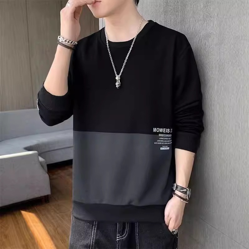 Ragazzo Primavera E Felpa Abbigliamento Trendy Largo Maglietta Manica Lunga Versatile Strato Base Stile Coreano Ins Autunno Top Uomo_voghion.com