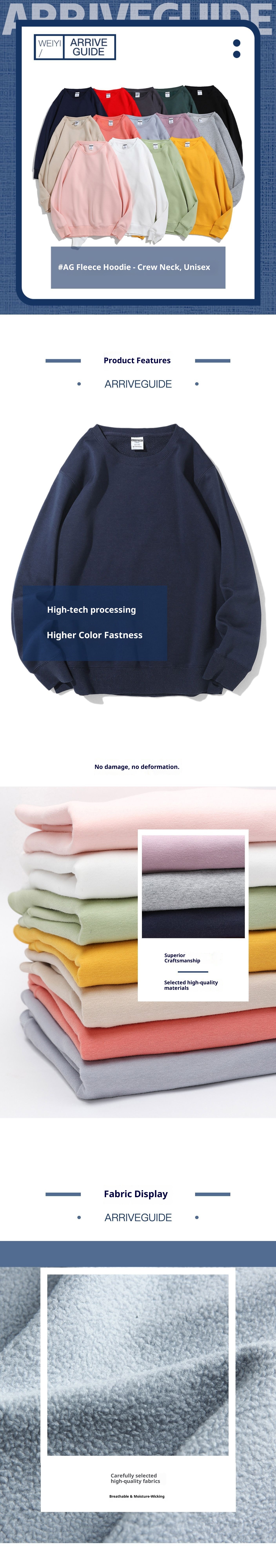 boy AG Plain Crew Neck Solid Color Fleece Arrive Guide Sweatshirt Autumn Winter AG024Y1_voghion.com