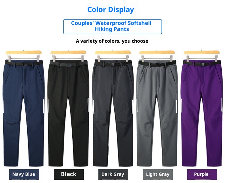 Calça Softshell Esportiva Outdoor 001 para Homens e Mulheres, Outono Inverno Cor Sólida Fleece Esqui Caminhada Calça Comprida, Grossa e_voghion.com