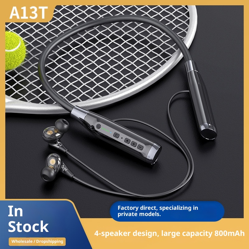 3c A13T Auricolari a quattro altoparlanti stile archetto da collo Nuovo modello privato Transfrontaliero Vendita calda Wireless In-Ear Sport Bluetooth_voghion.com