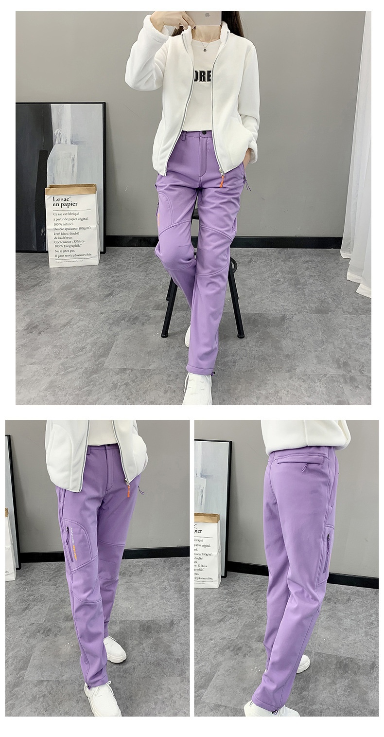 001 Winddichte und wasserdichte, mit Thermofleece gefütterte, dicke, lange Softshell-Wanderhose für Damen und Herren, Herbst und Winter_voghion.com