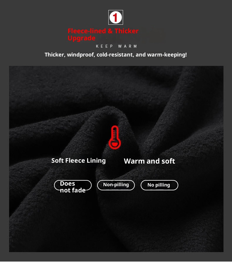 001 Plus Size Men's Outdoor Fleece Skiing Hiking Autumn Winter Thickened Warm Waterproof Wear-resistant Soft Shell Pants_voghion.com