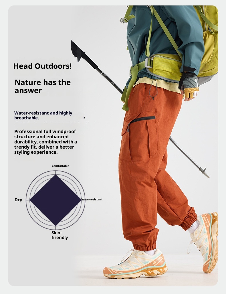 001 Outdoor lichtgewicht sport softshell voor mannen en vrouwen, trendy merk voor lente en herfst, waterbestendige losse cargobroek,_voghion.com