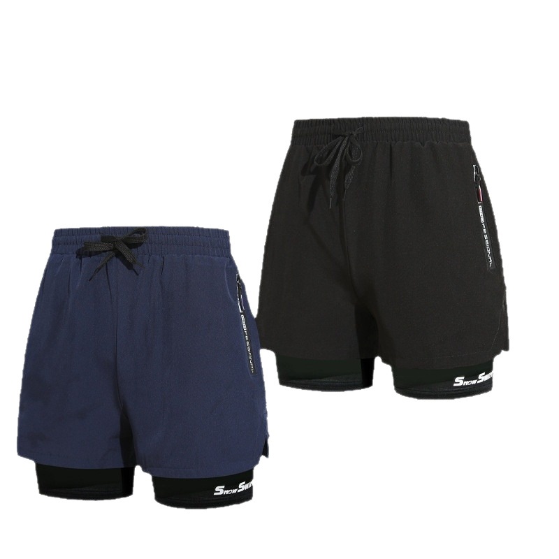 001 001 Herren Doppellagige Badehose, schnelltrocknend, Anti-Peinlichkeits-Badehose, Strandshorts, Badebekleidung für heiße Quellen, Set_voghion.com
