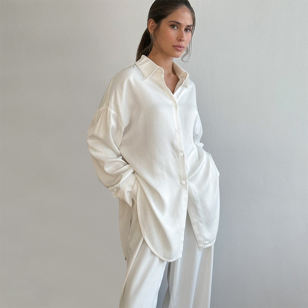 ChicShe Cross-Border Pyjama-Set mit spitzem Kragen, Strickjacke und langer Hose, europäischer und amerikanischer Stil, Winter 2025, neue lockere Pyjamas, Export_voghion.com