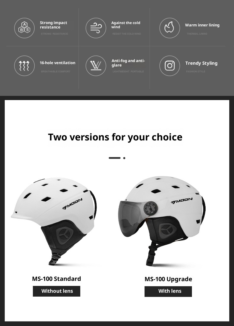 001 MOON Einteiliger Schutzhelm für Outdoor-Skibekleidung, Unisex, Profi-Skihelm_voghion.com