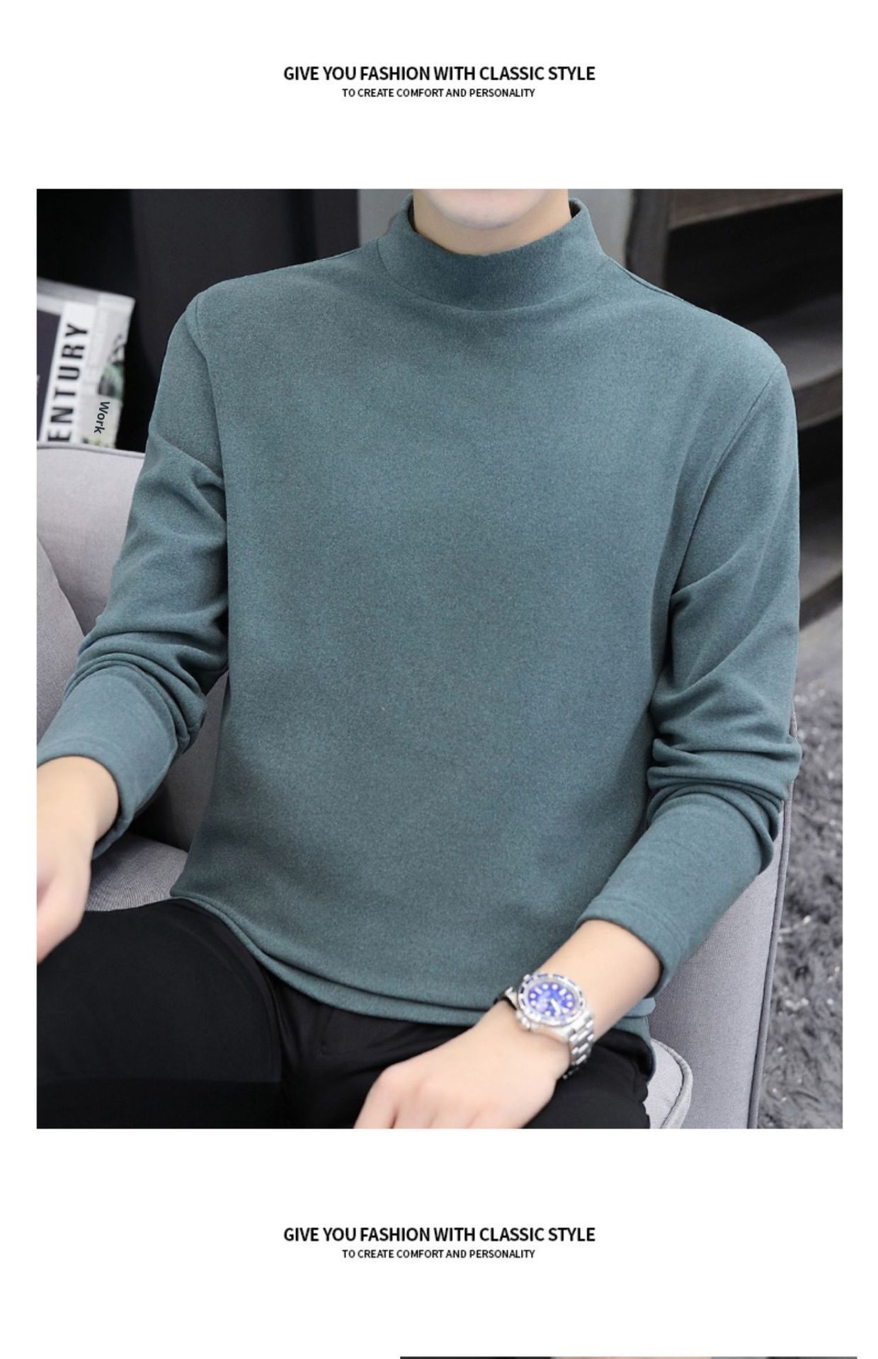 Jungen-Thermo-Langarmshirt mit halboffenem Rollkragen für Männer und Teenager, gefüttert mit dickem Fleece-Unterhemd_voghion.com