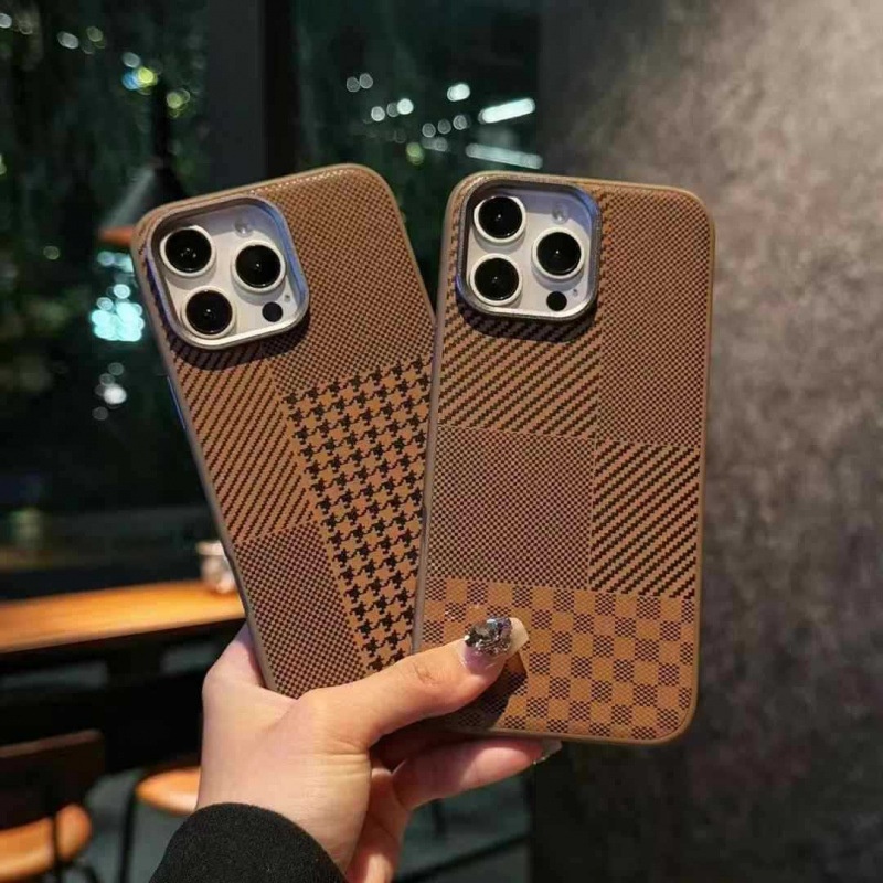 TechGlobe Suitable For IPhone 17 Pro Max Case Kevlar Texture Plain Leather 16 Metal Lens Ring 15 Shockproof Cover_voghion.com