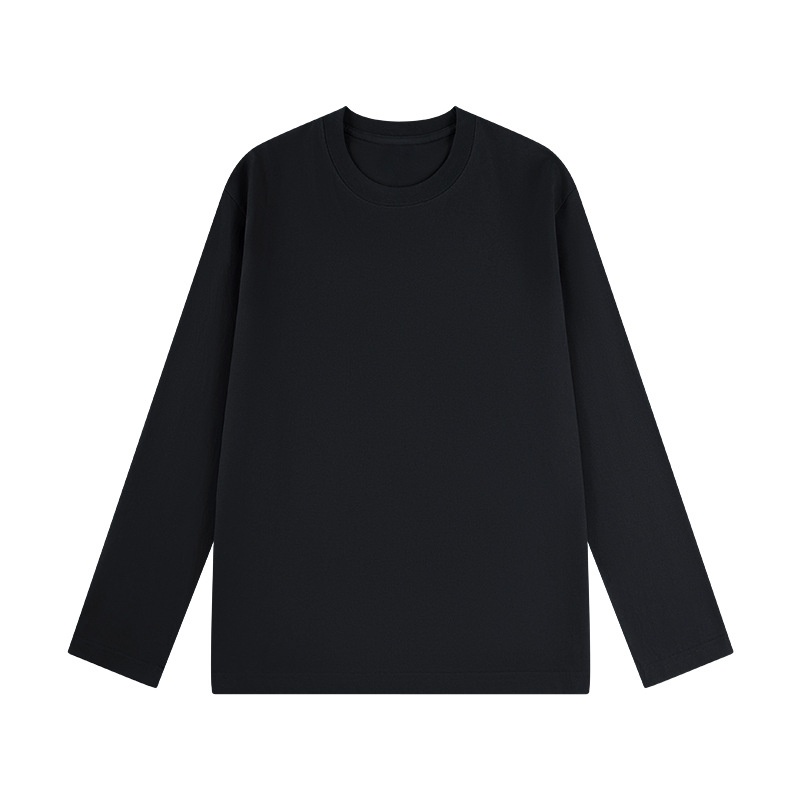 boy 230G Combed Cotton Crew Neck Long Sleeve Top Unisex Solid Color T-Shirt Autumn New Loose Base Shirt_voghion.com
