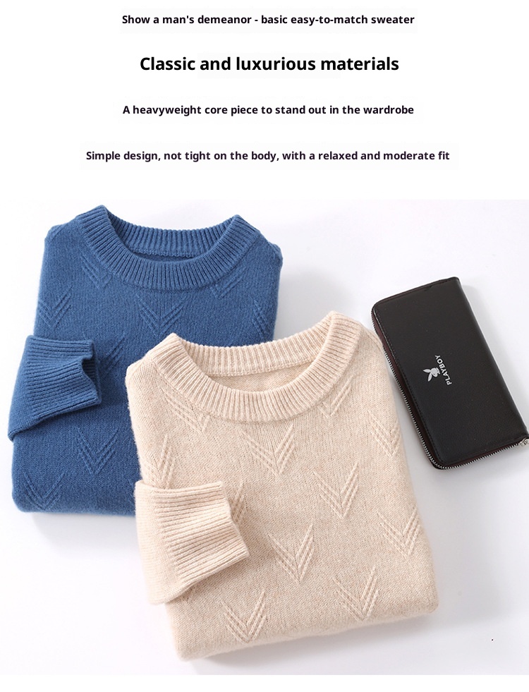 ragazzo ragazzo ragazzo autunno inverno nuovo 100% lana da uomo maglione girocollo caldo spesso camicia di base lavorata a maglia casual_voghion.com