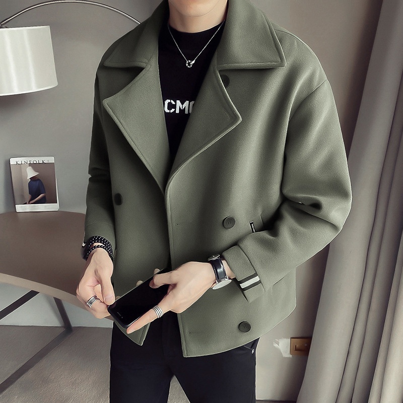 boy Tredy Brad Autum Witer New Me's Short Trech Korea Style British Casual Iteret Celebrity Warm Woole Coat For_voghion.com