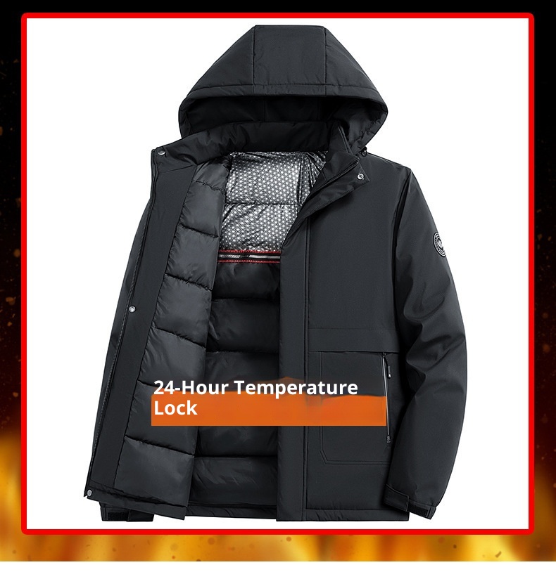 Jaqueta masculina de inverno com capuz, estilo softshell, em algodão espesso com grafeno._voghion.com