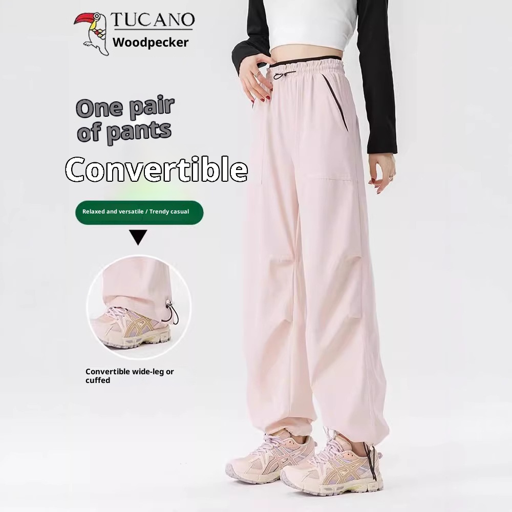 001 Woodpecker Pantalones casuales de verano para mujer, largos, con cordón, sencillos, de cintura alta, adelgazantes, de pierna ancha, para exteriores, para hombre_voghion.com