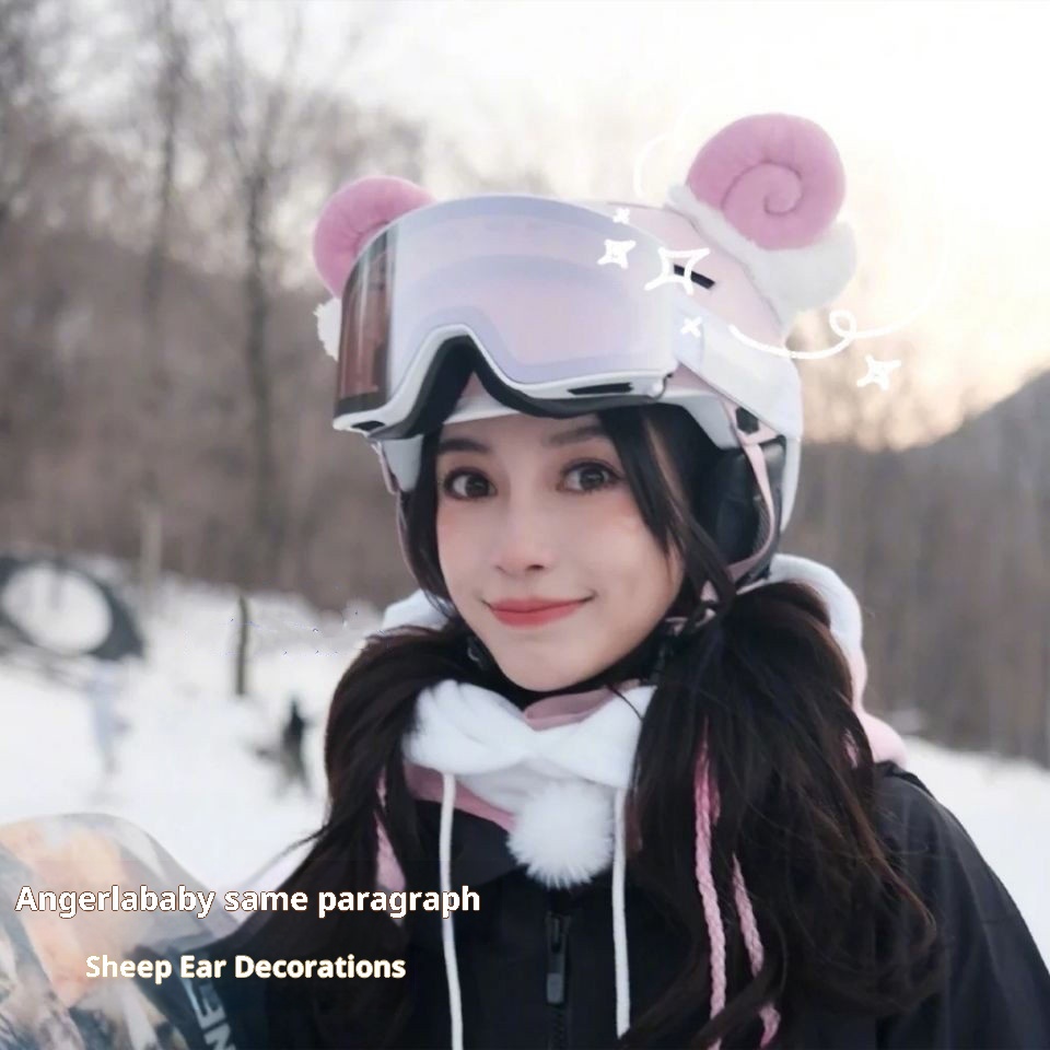 001 Angelababy Estilo Adorable Decoración de Orejas de Oveja para Vehículos Eléctricos Accesorios para Cascos de Esquí DIY_voghion.com
