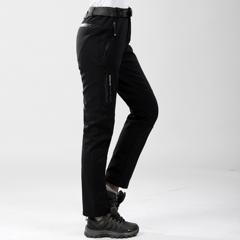 001 Winter Fleece-Lined For Men Women, Windproof And Waterproof, Hiking Pants, Couples' Warm Softshell Pants_voghion.com