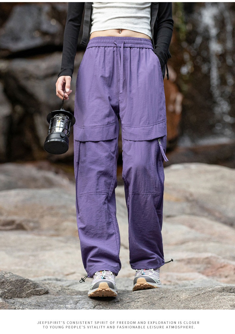 001 Purple Softshell For Women 2025 New Spring And Autumn Outdoor Windproof Hiking Petite Paratrooper Sports Cargo Pants_voghion.com
