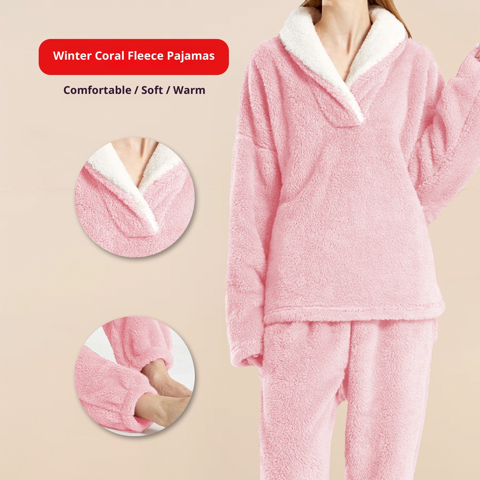 ChicShe Winter Cross-Border Women's Coral Fleece Comfortable Soft Pajamas Sleep Pants European And American Plus Size Homewear_voghion.com