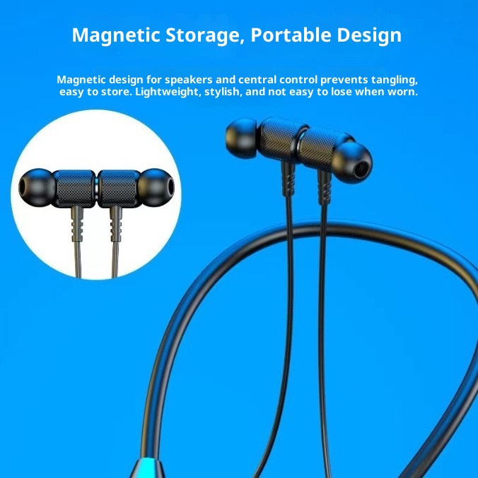 Cuffie auricolari wireless sportive con archetto da collo 3c, auricolari in-ear doppi, da appendere al collo, batteria a lunga durata, standby K21 Bluetooth 5.3_voghion.com