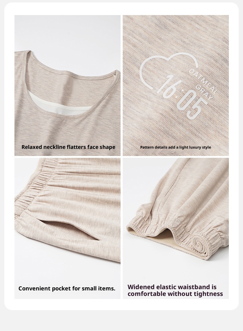 ChicShe Women's Pajamas Wih Ches Pads, Spring And Auumn Modal Thin Long Sleeve New Casual Two-Piece Pullover Homewear_voghion.com