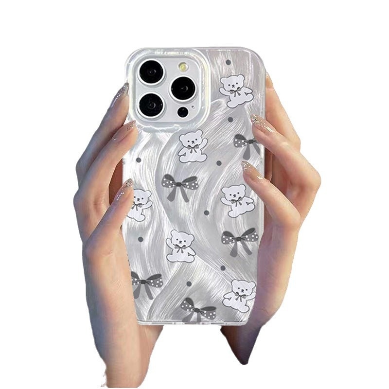 TechGlobe Suitable For 17 Butterfly Bear 16 Feather Gauze Phone Case Cute IPhone 15 Plus Protective Cover 14 Pro Max_voghion.com