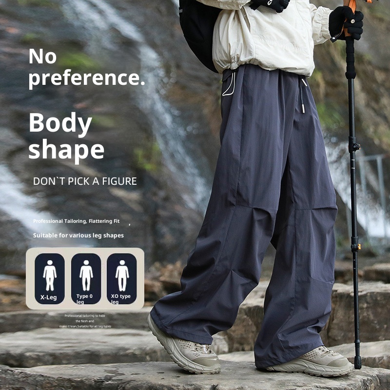 001 Outdoor Hiking Functionele rechte broek voor mannen en vrouwen, snel drogende casual losse waterdichte trekkingbroek met wijde pijpen,_voghion.com