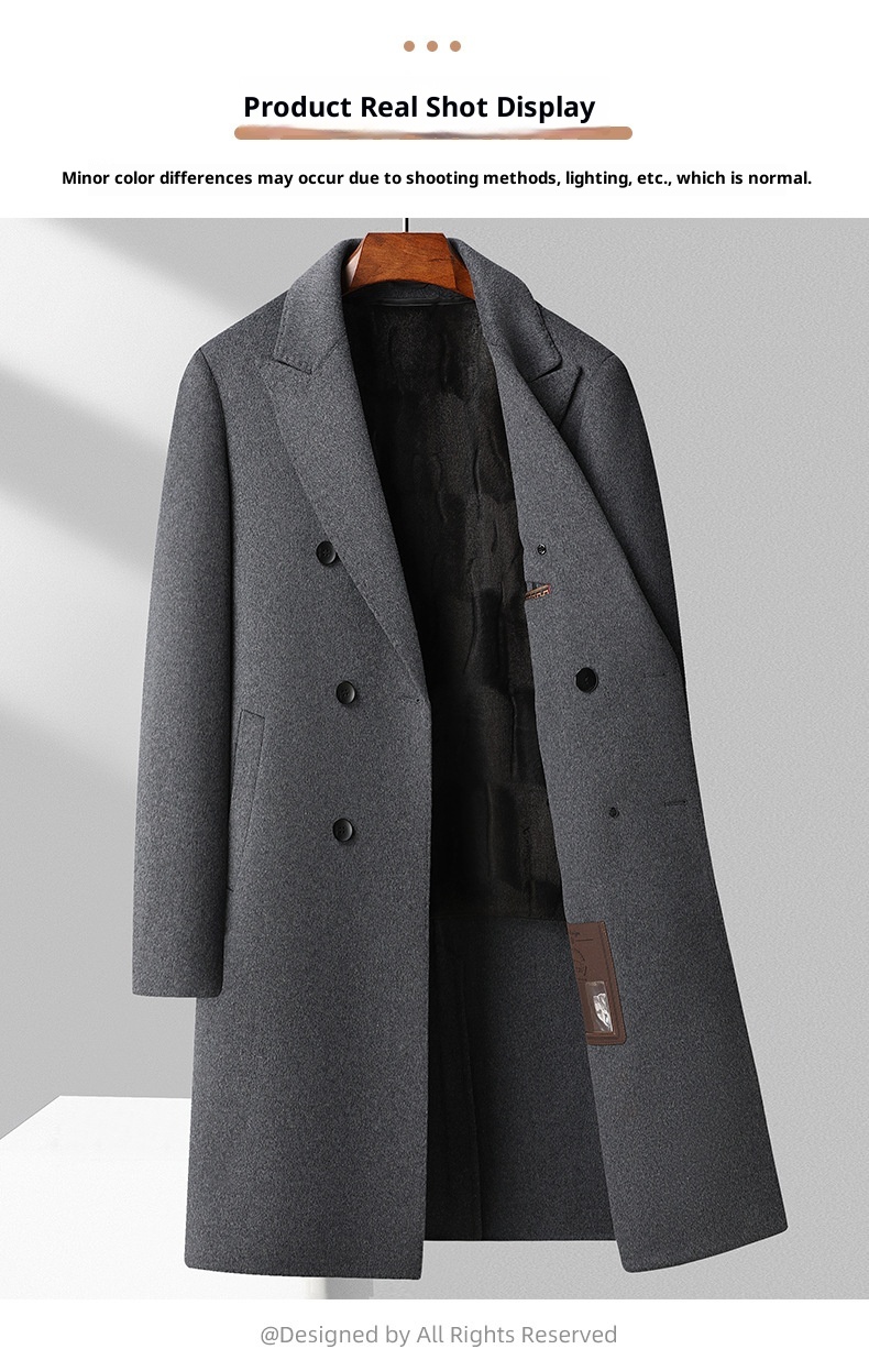 boy 100% Double-Breasted Over-the-Knee Long 2025 Autumn Winter Velvet Lined Reversible Wool Coat For Men_voghion.com