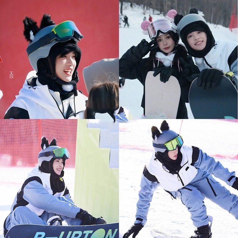 001 Angelababy Estilo Adorable Decoración de Orejas de Oveja para Vehículos Eléctricos Accesorios para Cascos de Esquí DIY_voghion.com