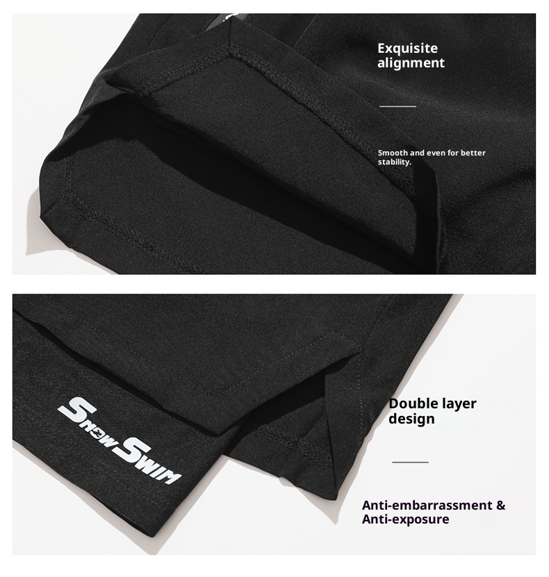 001 001 Herren Doppellagige Badehose, schnelltrocknend, Anti-Peinlichkeits-Badehose, Strandshorts, Badebekleidung für heiße Quellen, Set_voghion.com