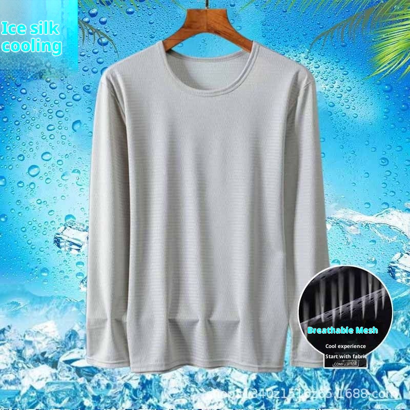 Langarmshirt für Herren, ideal für den Sommer, zum Schutz vor der Sonne, dünn, schnelltrocknend, sportlich, weiß, locker geschnitten, Übergröße, aus Eisseide_voghion.com