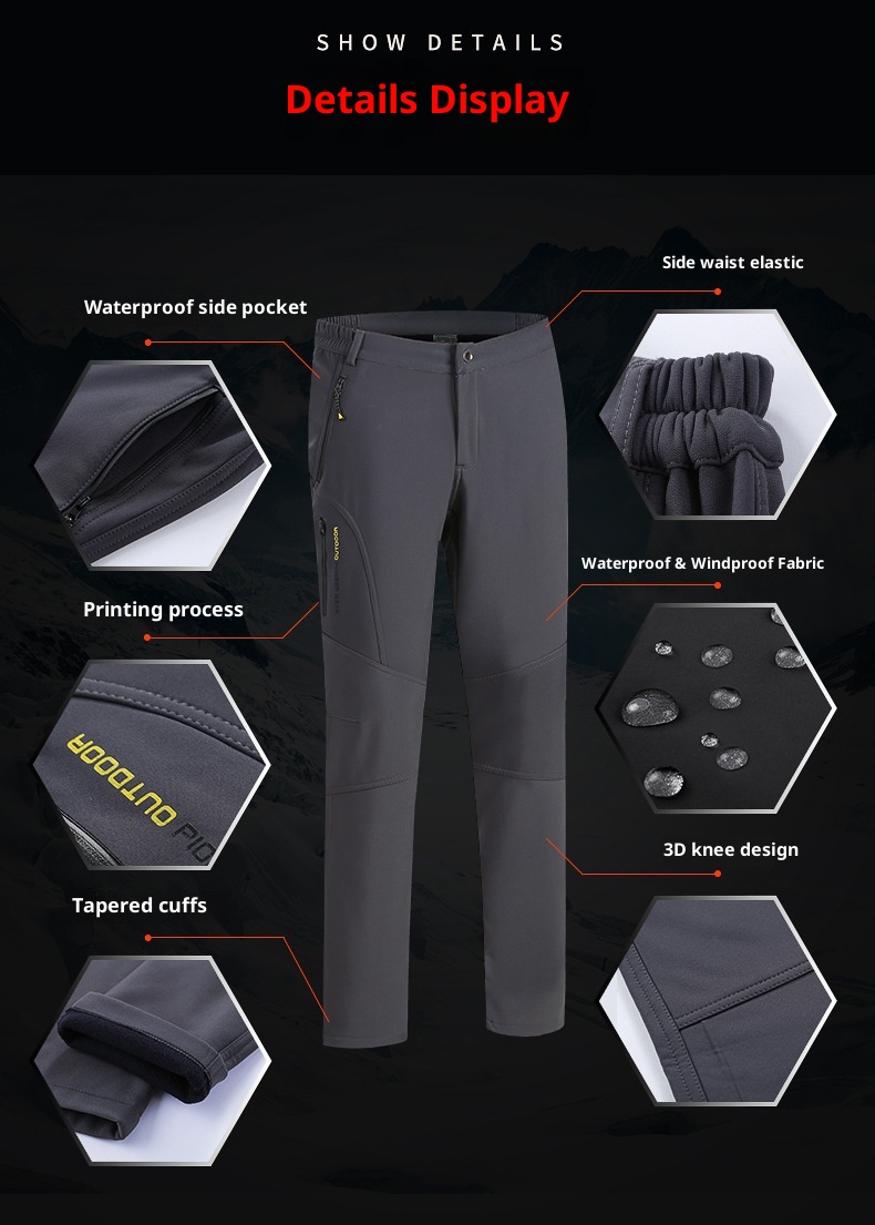 001 Outdoor Softshell Men Winter Fleece Soft Shell Thickened Hiking Women Warm Pants Waterproof Windproof Trendy Brand_voghion.com