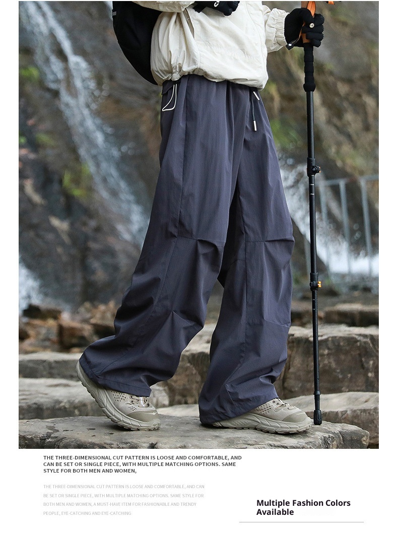 001 Outdoor Hiking Functionele rechte broek voor mannen en vrouwen, snel drogende casual losse waterdichte trekkingbroek met wijde pijpen,_voghion.com