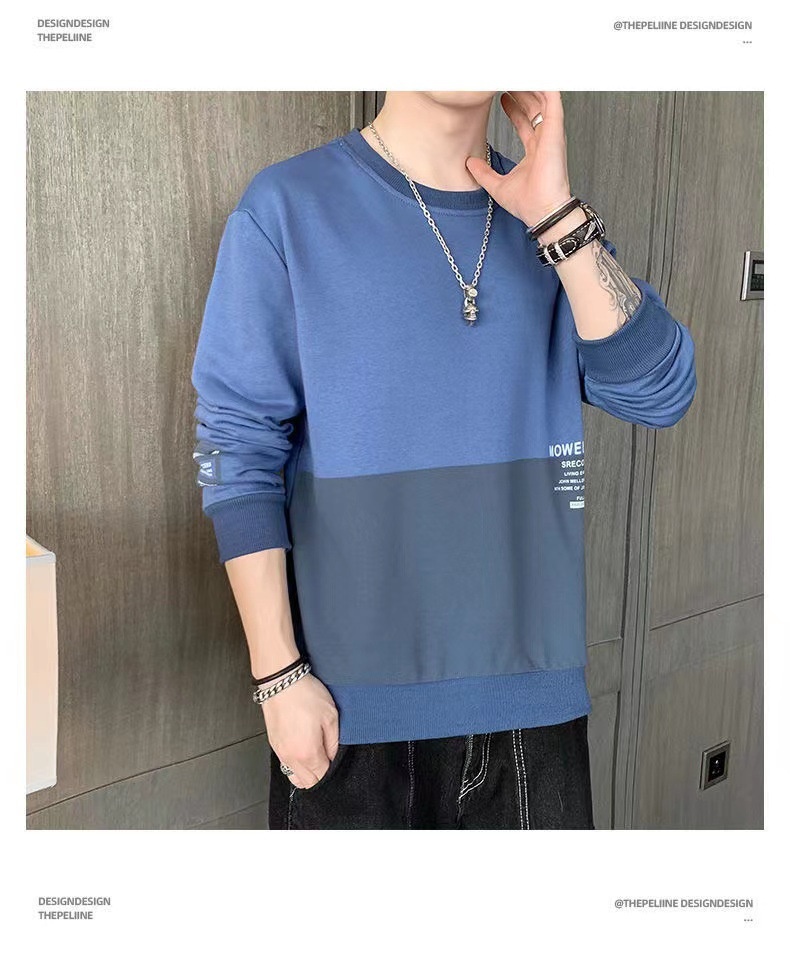 Ragazzo Primavera E Felpa Abbigliamento Trendy Largo Maglietta Manica Lunga Versatile Strato Base Stile Coreano Ins Autunno Top Uomo_voghion.com