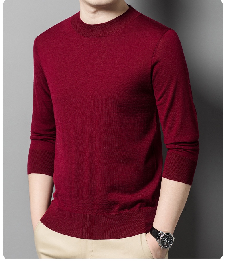 Maglione da uomo in lana lavorata a maglia a collo alto, sottile e lavabile in lavatrice, di alta qualità, per uomini giovani e di mezza età_voghion.com