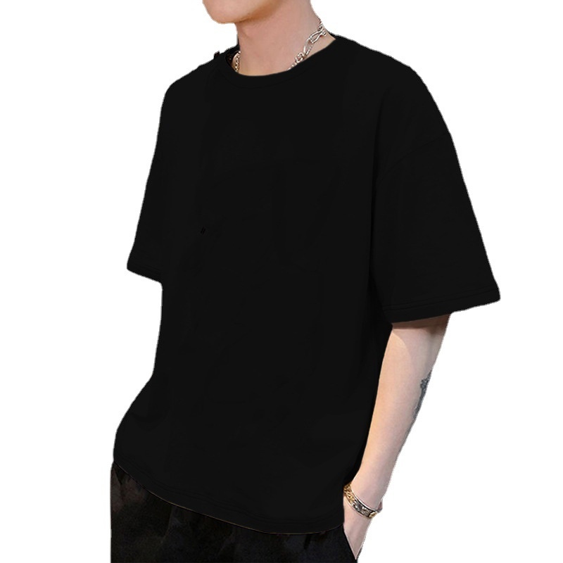 Maglietta corta estiva da uomo, nuova, con base a cinque quarti, personalizzata, tinta unita, girocollo, mezza manica, all'ingrosso_voghion.com