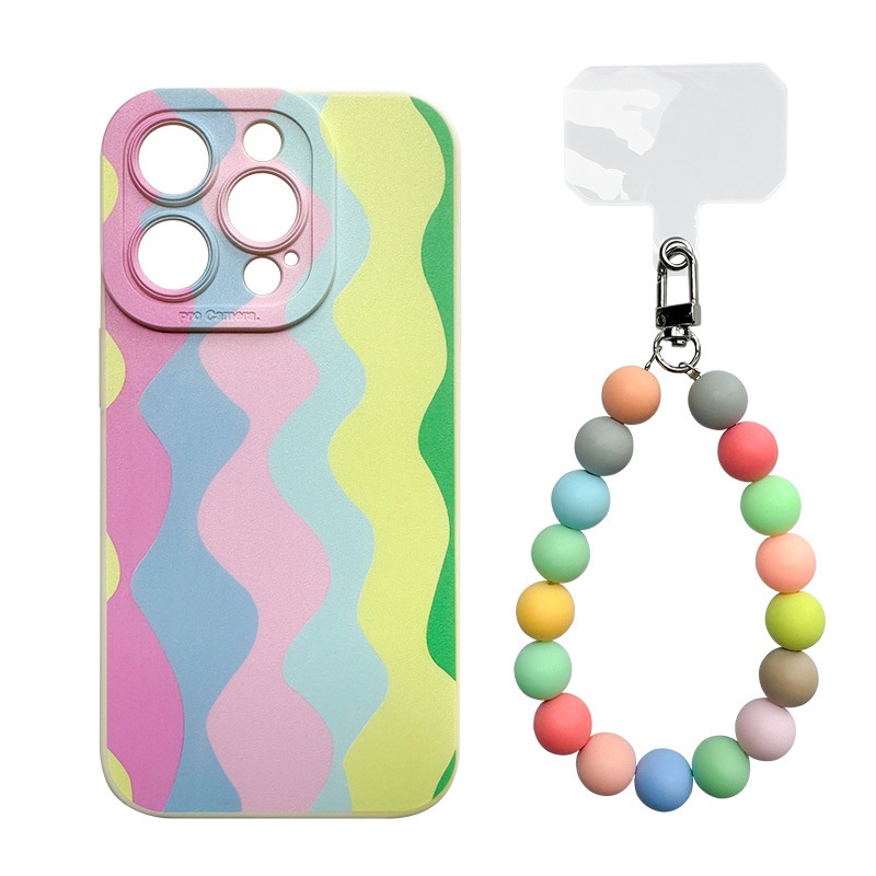 TechGlobe Hanging 16 Rainbow Strap 15 Pro Chain 14 Custodia morbida compatibile con iPhone 13_voghion.com