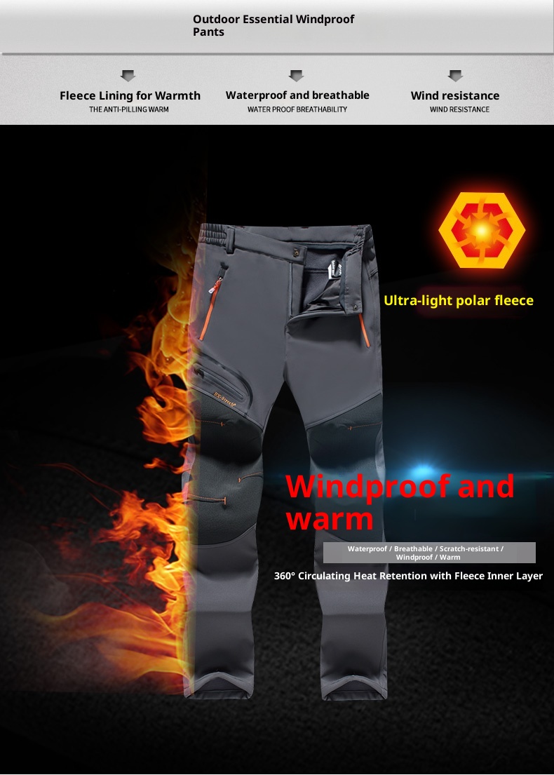 001 Outdoor Softshell For Men Women, Autumn Winter, Thickened, Windproof, Waterproof, Plus Size, Warm, Fleece-Lined, Hiking_voghion.com