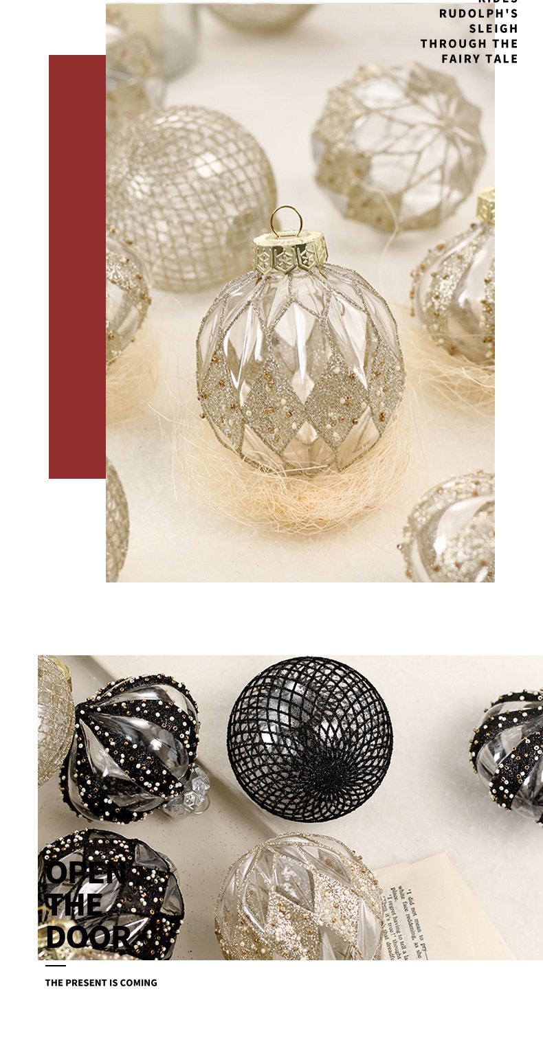 Lillian Electroplated Ball 8cm Christmas Tree Pendant Champagne Color Hanging Ornament Decoration Set 6cm Gold Wholesale_voghion.com