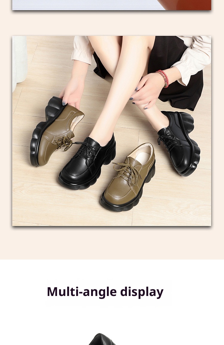 Mocassins femininos genuínos de sola grossa, estilo britânico, com salto baixo e cadarço, modelo primavera/outono 2024._voghion.com