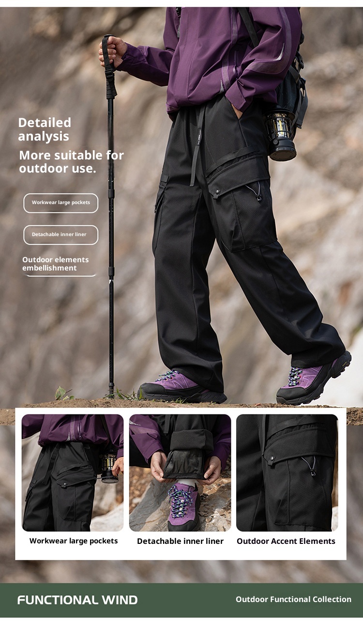 001 Camel HJCAMEL Giacca da esterno staccabile da uomo, pantaloni cargo sportivi larghi invernali nuovi_voghion.com