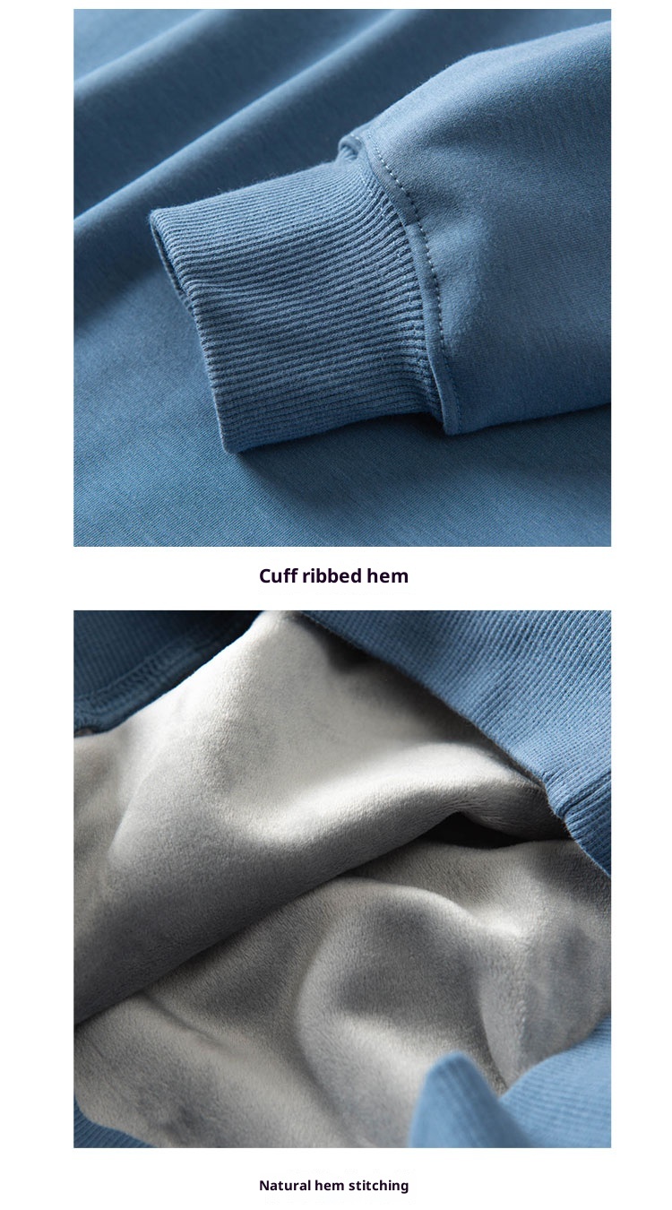 Sweat-shirt d'hiver en polaire épaisse pour homme, couleur unie, chaud, col rond, grandes tailles, coupe ample, impression personnalisée_voghion.com