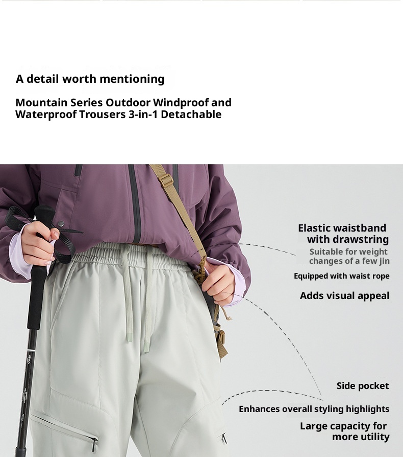 001 Calça feminina três em um, forrada com lã, removível, à prova de vento e impermeável, casual e quente para homens._voghion.com