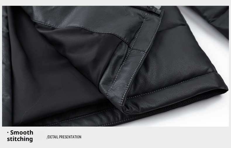 boy Plus Size Casual Sheepskin Warm Thick Genuine Leather Men's Coat Dad's Down Jacket_voghion.com