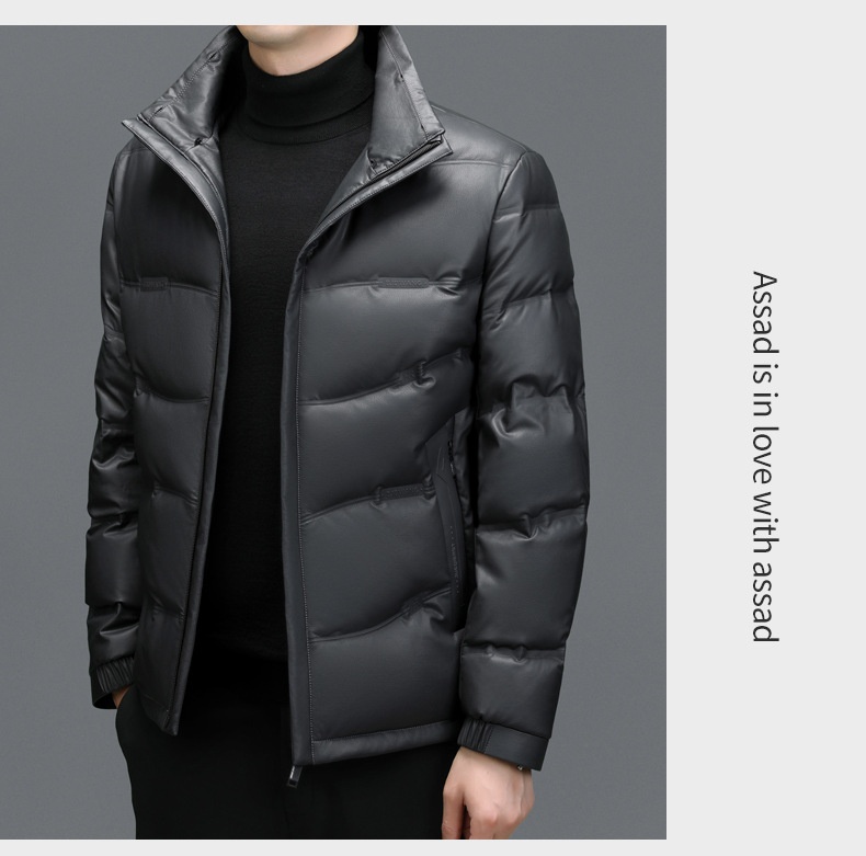 boy Plus Size Casual Sheepskin Warm Thick Genuine Leather Men's Coat Dad's Down Jacket_voghion.com