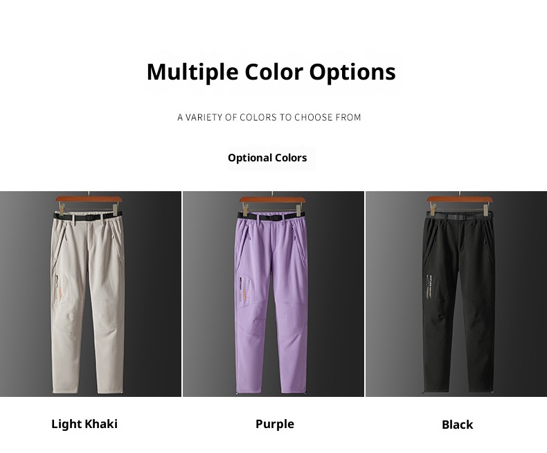 001 Winddichte und wasserdichte, mit Thermofleece gefütterte, dicke, lange Softshell-Wanderhose für Damen und Herren, Herbst und Winter_voghion.com